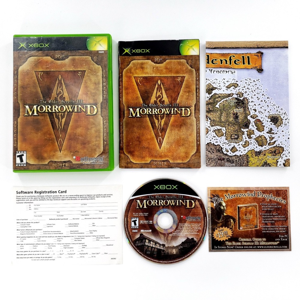 Elder Scrolls III: Morrowind (Microsoft Xbox, 2002) Complete w/ Map Tested Works